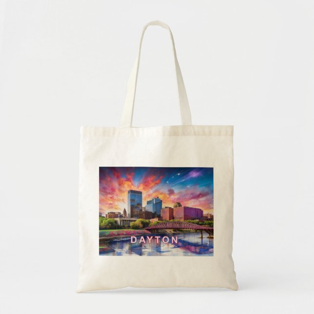 Dayton Skyline Abstrakt Art Tragetasche (Vorne)