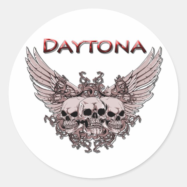 Daytona 3 Fliegende Skullen rot Runder Aufkleber (Vorderseite)