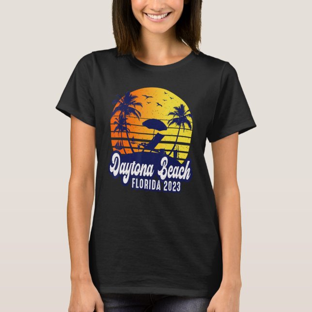 Daytona Beach 2023 Florida Sunset Beach Retro T-Shirt (Vorderseite)