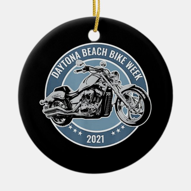 Daytona Beach Bike Week 2021 Keramik Ornament (Vorne)