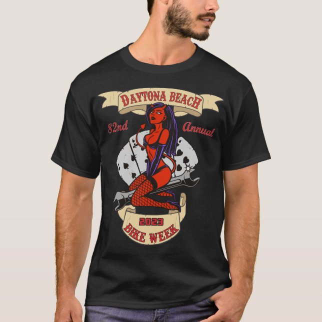 Daytona Beach Bike Week 2023 Biker Babe T-Shirt (Vorderseite)