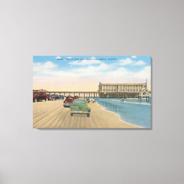 Daytona Beach, FL - Beach View Pier Casino Leinwanddruck (Vorderseite)