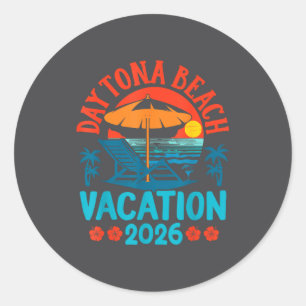 Daytona Beach Florida 2026 Familienurlaub Sommer Runder Aufkleber