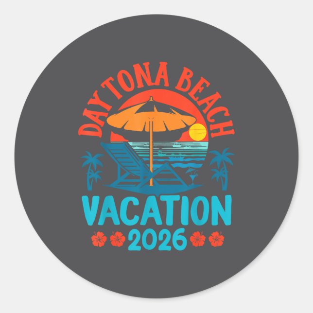 Daytona Beach Florida 2026 Family Vacation Summer  Runder Aufkleber (Vorderseite)