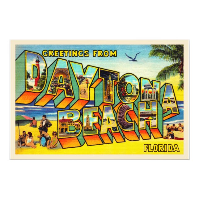 Daytona Beach Florida FL Großer Brief Postkarte Fotodruck (Vorne)