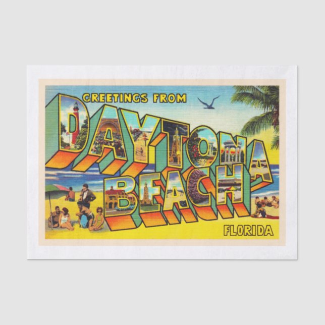 Daytona Beach Florida FL Großer Brief Postkarte Seidenpapier (Vorderseite)