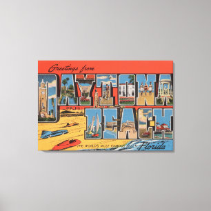 Daytona Beach, Florida - Große Briefmarkenszenen Leinwanddruck
