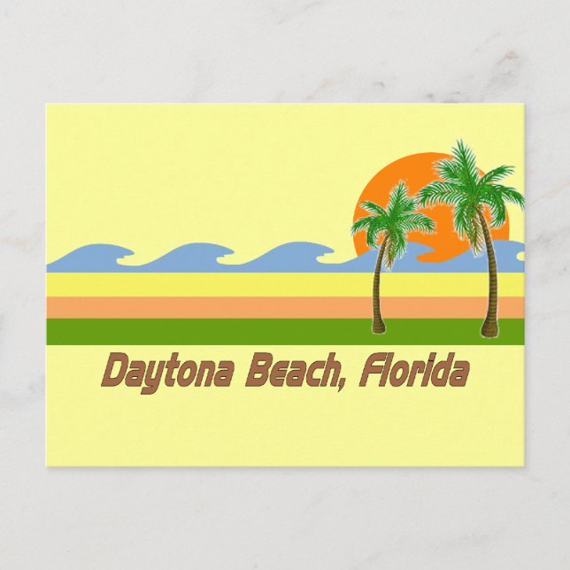 Daytona Beach Florida RETRO Tshirt Postkarte (Vorderseite)