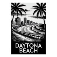 Daytona Beach Florida Schwarz-Weiß-Holzschnitt Sky