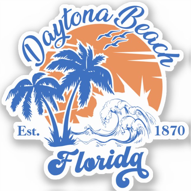 Daytona Beach Florida Summer Waves 60er Aufkleber (Vorderseite)