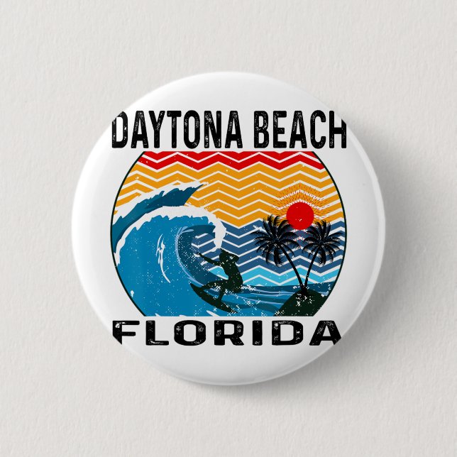 Daytona Beach Florida Surfen Surfbrett Für Männer  Button (Vorderseite)