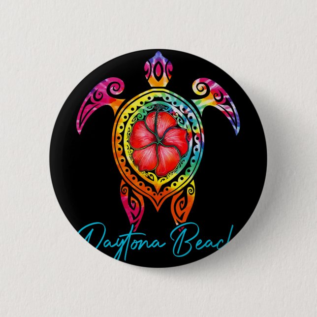 Daytona Beach Florida Tie Dye Sea Turtle Vacation  Button (Vorderseite)