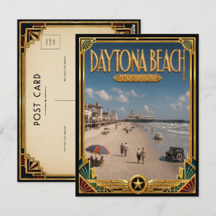 Daytona Beach Florida Vintage Art Deco Golden Age Postkarte