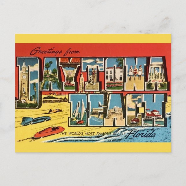 Daytona Beach Florida Vintager Empfang Postkarte (Vorderseite)