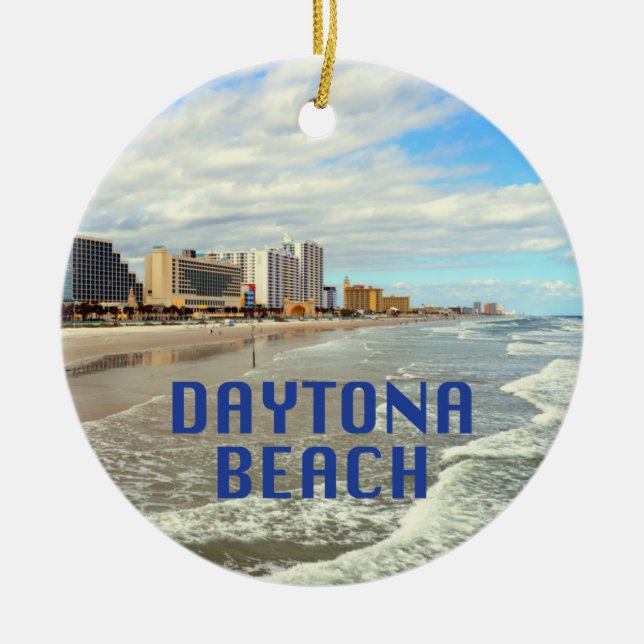 Daytona Beach Foto mit Namen Keramik Ornament (Vorne)