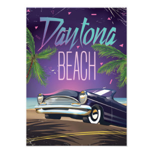 Daytona Beach Oldtimer-Reiseposter Fotodruck