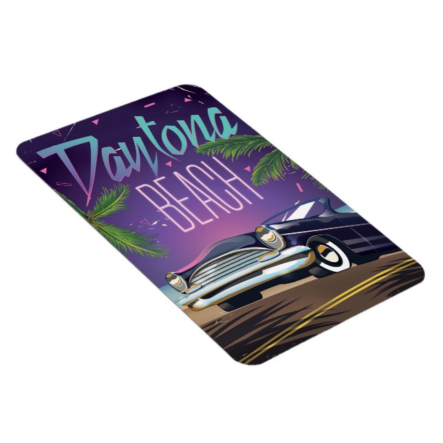 Daytona Beach Vintage Car Travel Poster Magnet (Rechte Seite)