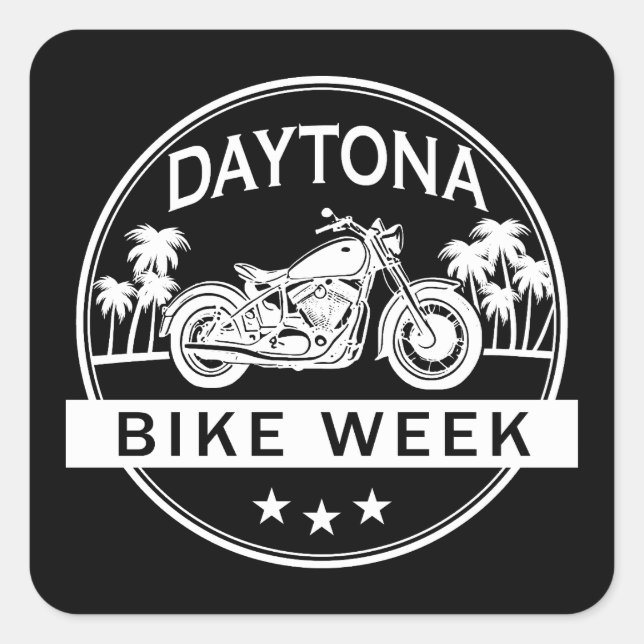 Daytona Bike Week Motorrad Quadratischer Aufkleber (Vorderseite)