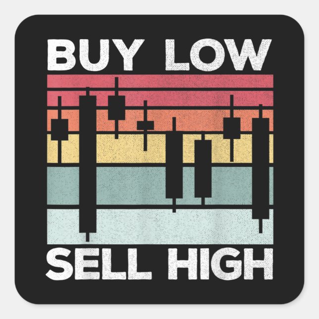 Daytrading Buy Low verkaufen hohe Candlesticks Quadratischer Aufkleber (Vorderseite)
