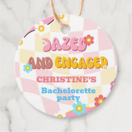 Dazed and Verlobt Bachelorette Retro Groovy 70er Geschenkanhänger