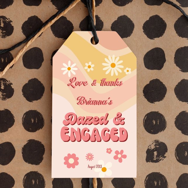 Dazed and verlobt Groovy Retro Bachelorette Gefall Geschenkanhänger (Dazed and engaged groovy retro bachelorette party favor gift tags bachelorette favors printed tags)