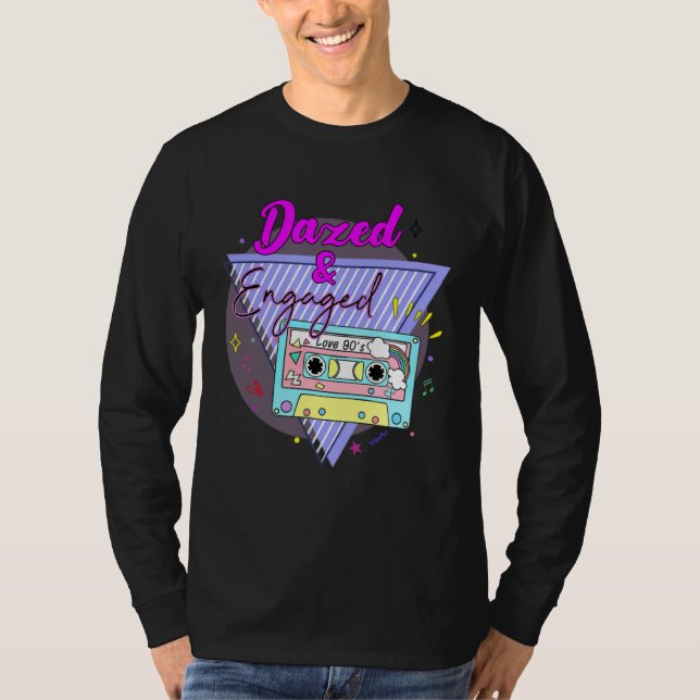 Dazed Engaged Retro 90s Bride Groom Cassette Bache T-Shirt (Vorderseite)