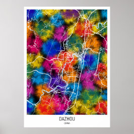 Dazhou China Stadtkarte Poster