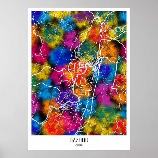 Dazhou China Stadtkarte Poster (Vorne)