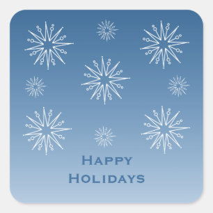 Dazzende Weihnachtsstars-Sticker, blau Quadratischer Aufkleber