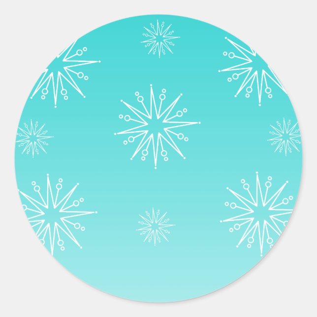 Dazzende Weihnachtsstars-Sticker, Türkis Runder Aufkleber (Vorderseite)