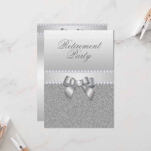 Dazzisieren des Silver Retirement-Party Einladung (Vorderseite/Rückseite Beispiel)