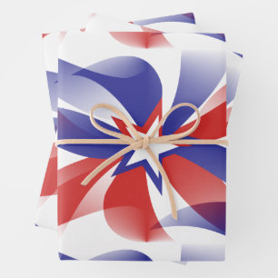 Dazzle Me Patriotic Stars - Red White Blue Geschenkpapier Set