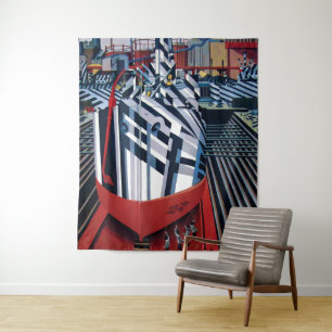 Dazzle-Schiffe in Drydock bei Liverpool Abstrakte Wandteppich