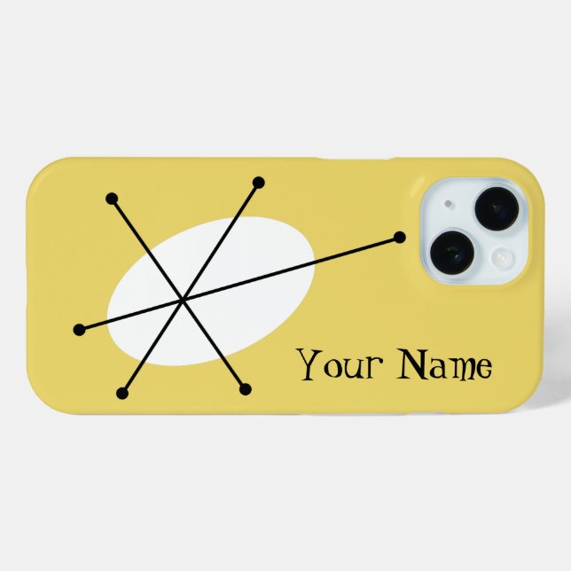 Dazzle Yellow "Your Name" iPhone Gehäuse 15 Hülle (Rückseite (Horizontal))