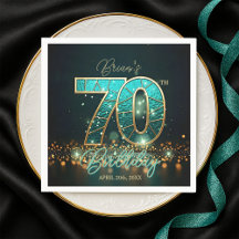Dazzling Aquamarin Mosaic Gold Jeweled 70. Geburts