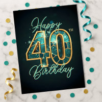 Dazzling Aquamarin und Gold Bejeweled 40. Geburtst