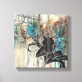 "Dazzling Black Bloom" 10" x 10" Leinwanddruck