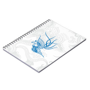 Dazzling Blue Bird & Floral Pattern Notebook Notizblock