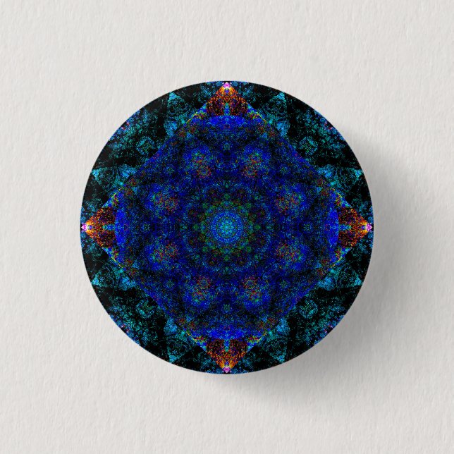 Dazzling Blue Bohemisch Kaleidoscope Button (Vorderseite)