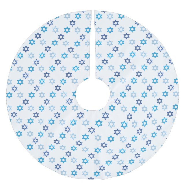 Dazzling Blue und White Jewish Star von David Polyester Weihnachtsbaumdecke (Vorderseite)