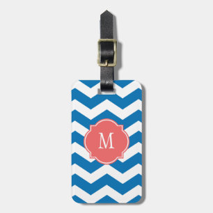 Dazzling Blue & White Zickzack Monogram Gepäckanhä Gepäckanhänger
