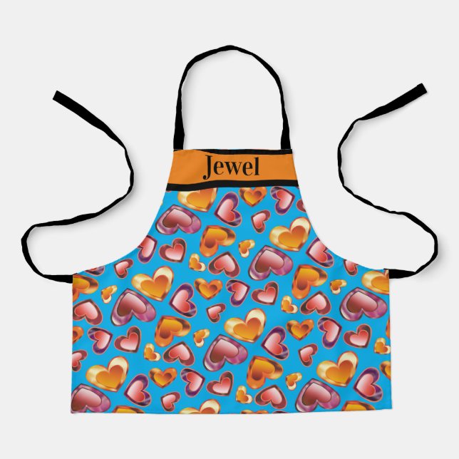 Dazzling Custom Foil Gradient Gem Herzkinder Schürze (Vorderseite)