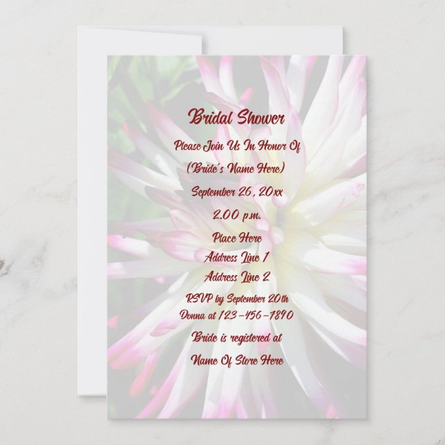 Dazzling Dahlia Blume Brautparty Einladung (Vorderseite)