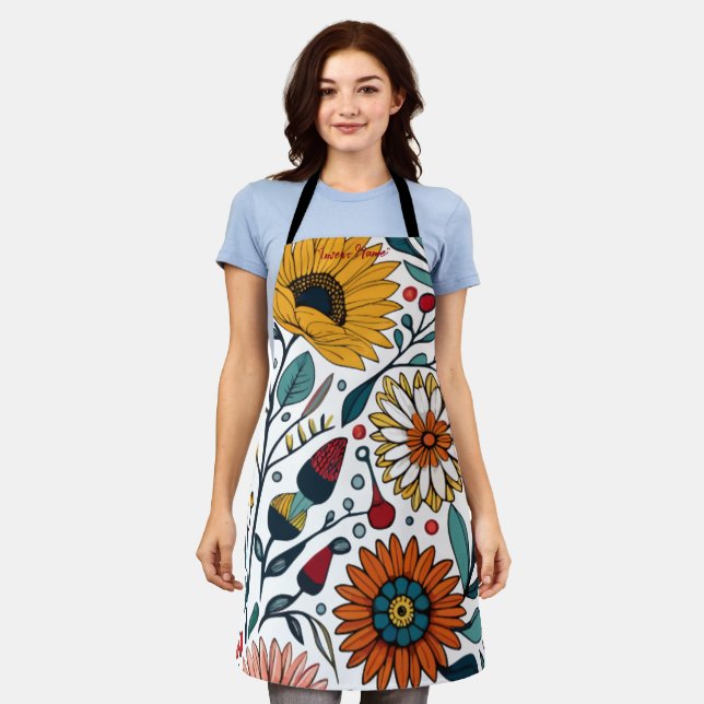 Dazzling Daisy Delight: Ein floraler Mode-Favorit Schürze (Getragen)