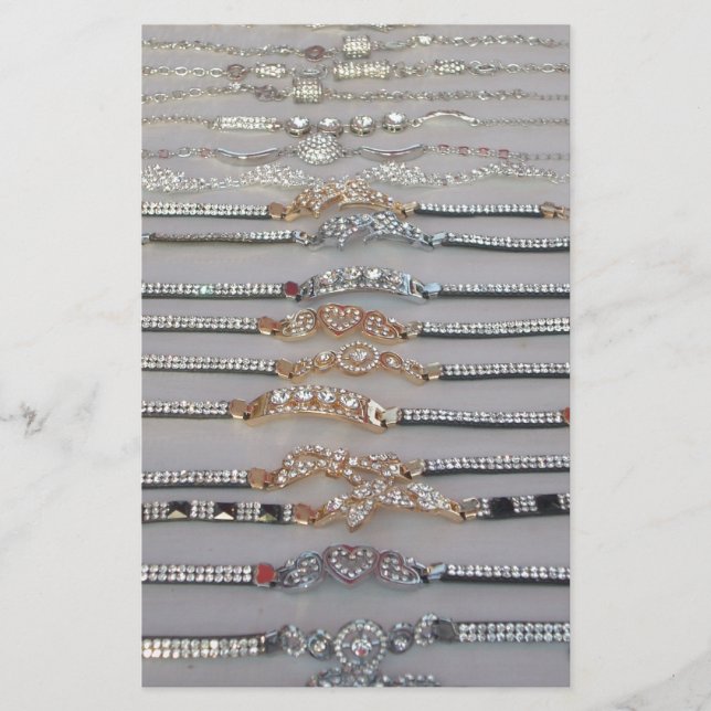 Dazzling dekorierte Diamant Kettenkunstschmuck Briefpapier (Vorderseite)