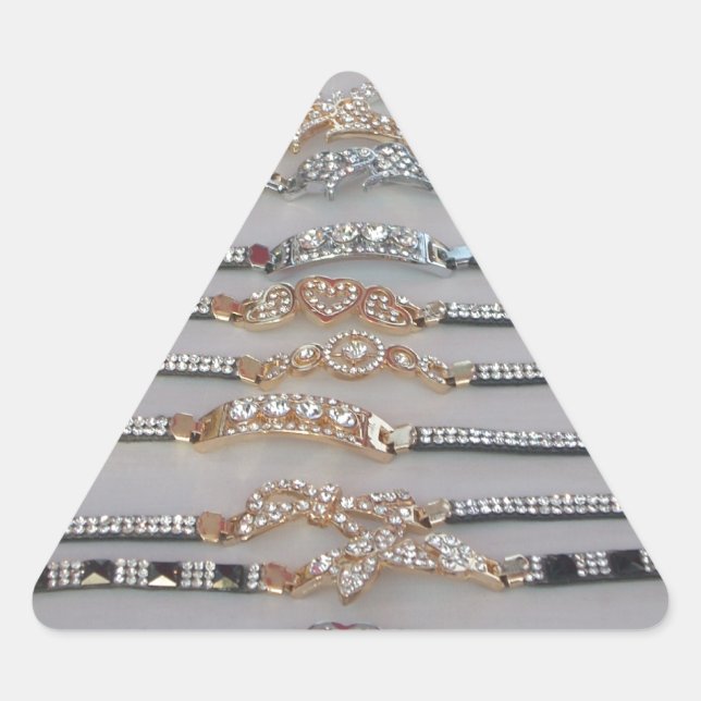 Dazzling dekorierte Diamant Kettenkunstschmuck Dreieckiger Aufkleber (Vorderseite)