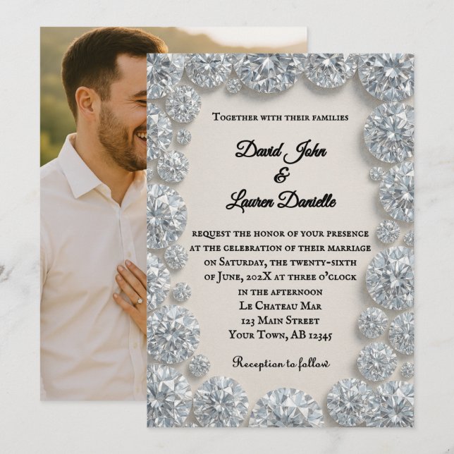 Dazzling Diamond Foto Hochzeitseinladung Einladung (Vorne/Hinten)