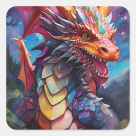 Dazzling Dragon Quadratischer Aufkleber