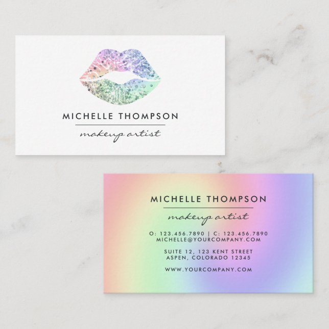 Dazzling Faux Parties scintillant Lips Carte de vi (Devant / Derrière)