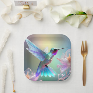 Dazzling Fusion: Regenbogenglas Hummingbird, Pappteller